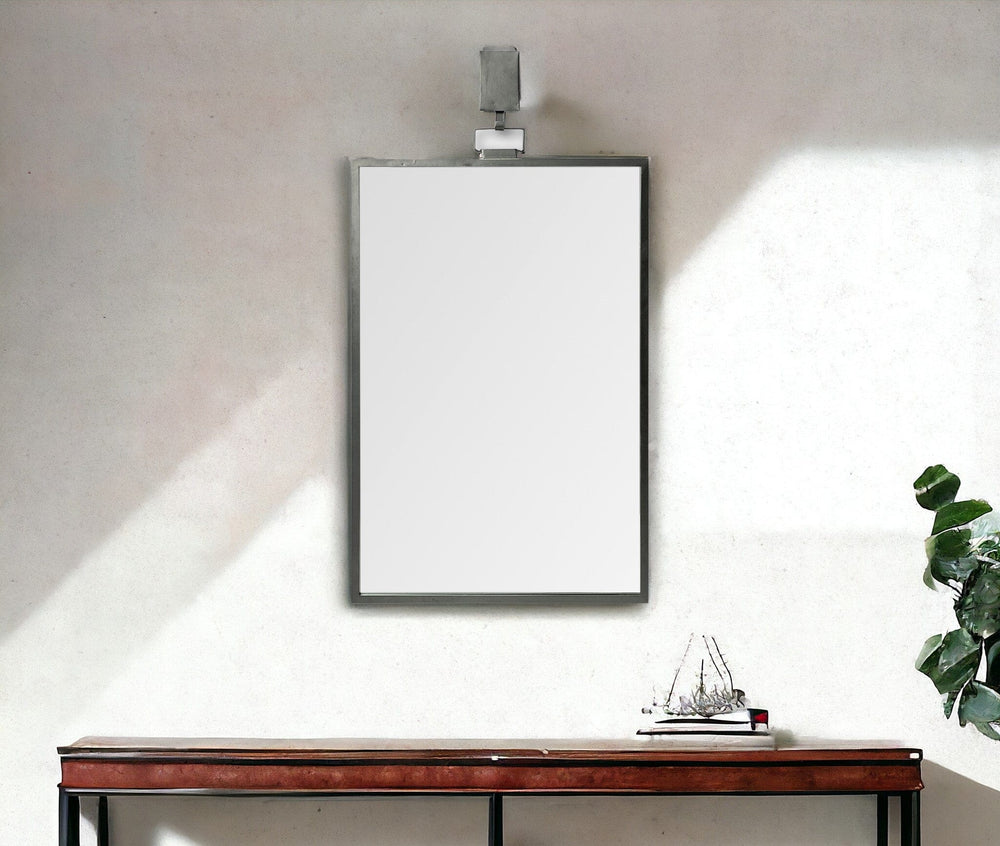 44" Gunmetal Metal Framed Accent Mirror - Homeroots - Flyclothing LLC