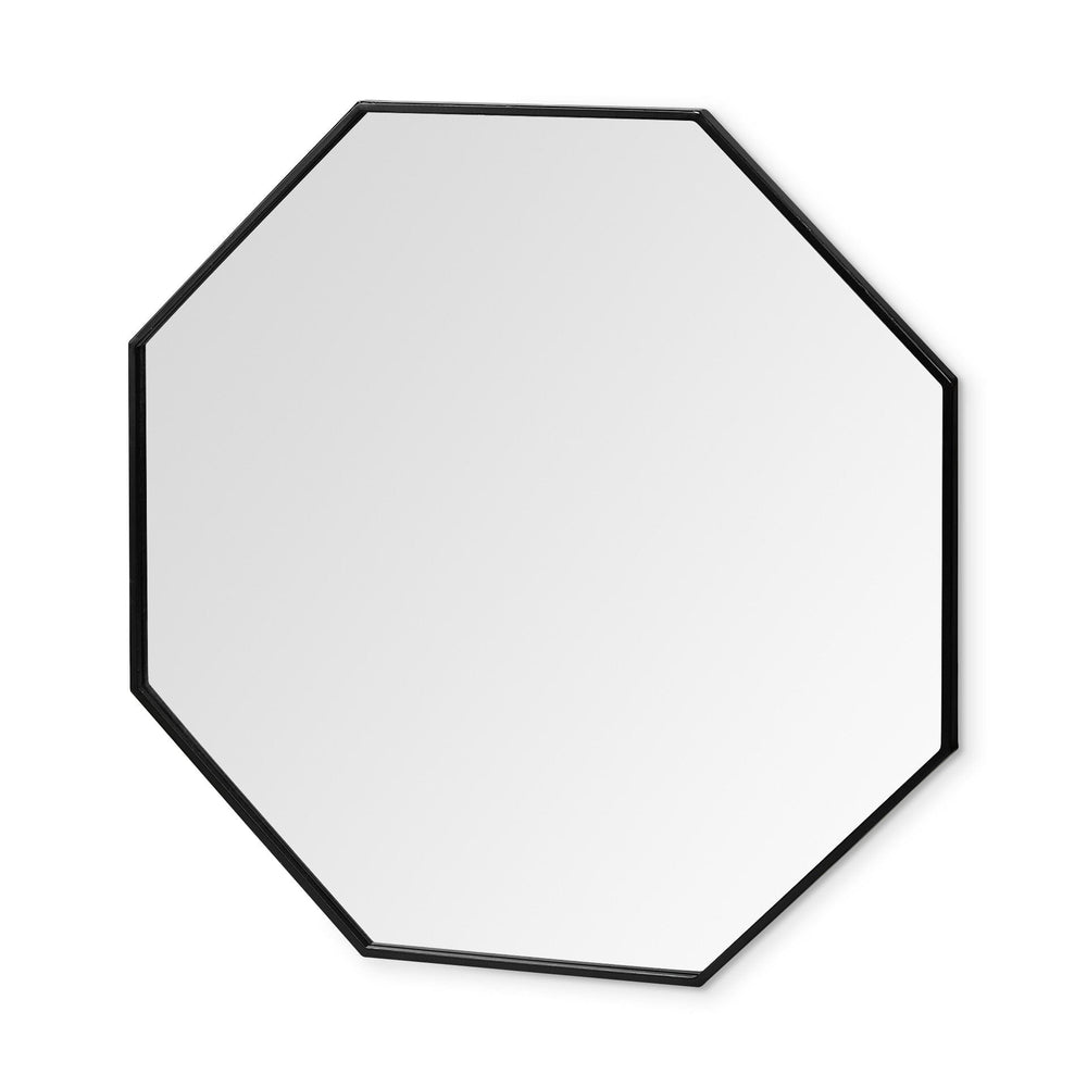 37" Octogon Black Metal Frame Wall Mirror - Homeroots - Flyclothing LLC