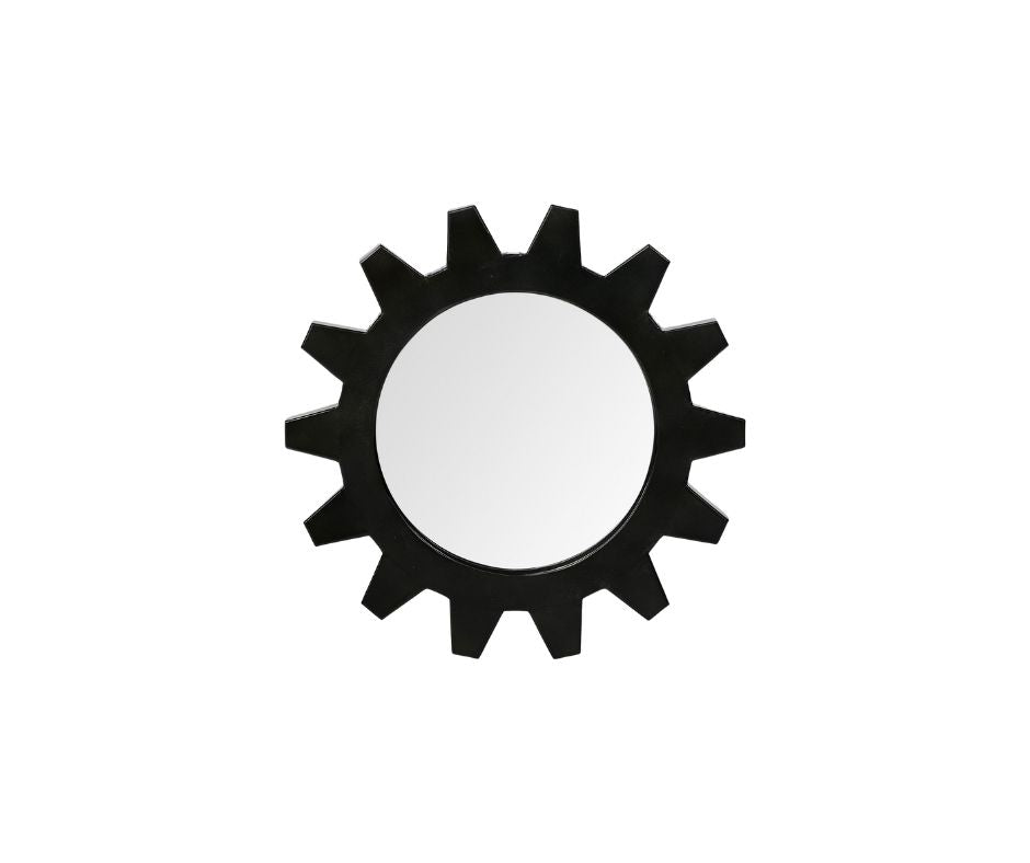 Cog 17" Round Black Metal Frame Wall Mirror - Homeroots - Flyclothing LLC