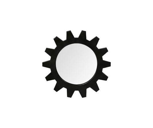 Cog 17" Round Black Metal Frame Wall Mirror - Homeroots