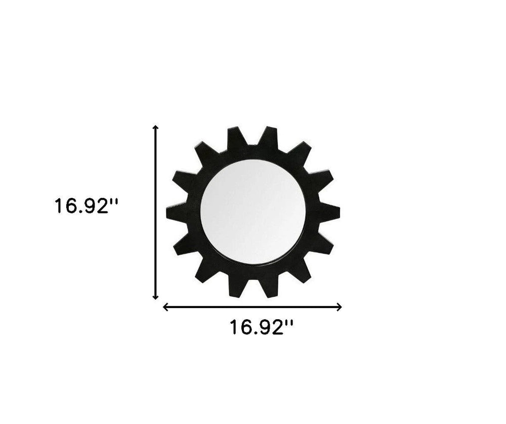 Cog 17" Round Black Metal Frame Wall Mirror - Homeroots - Flyclothing LLC