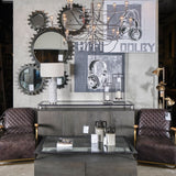 Cog 17" Round Black Metal Frame Wall Mirror - Homeroots - Flyclothing LLC