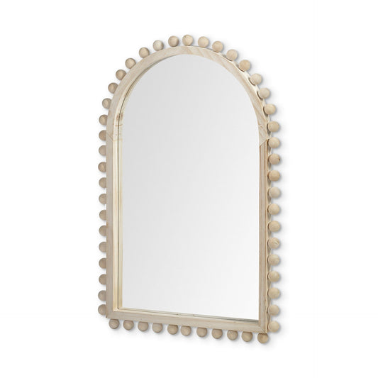 35" Natural Arch Wood Framed Accent Mirror - Homeroots
