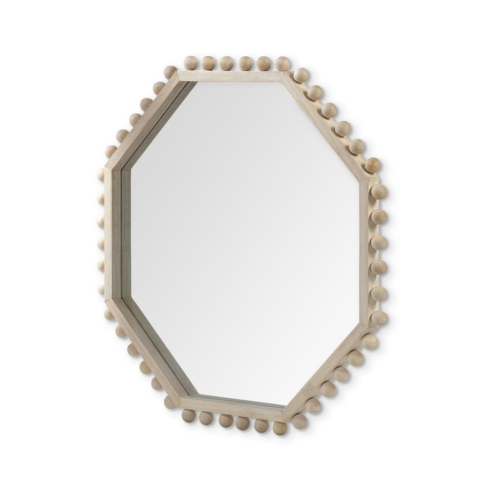 32" Octagon Natural Wood Frame Wall Mirror - Homeroots - Flyclothing LLC