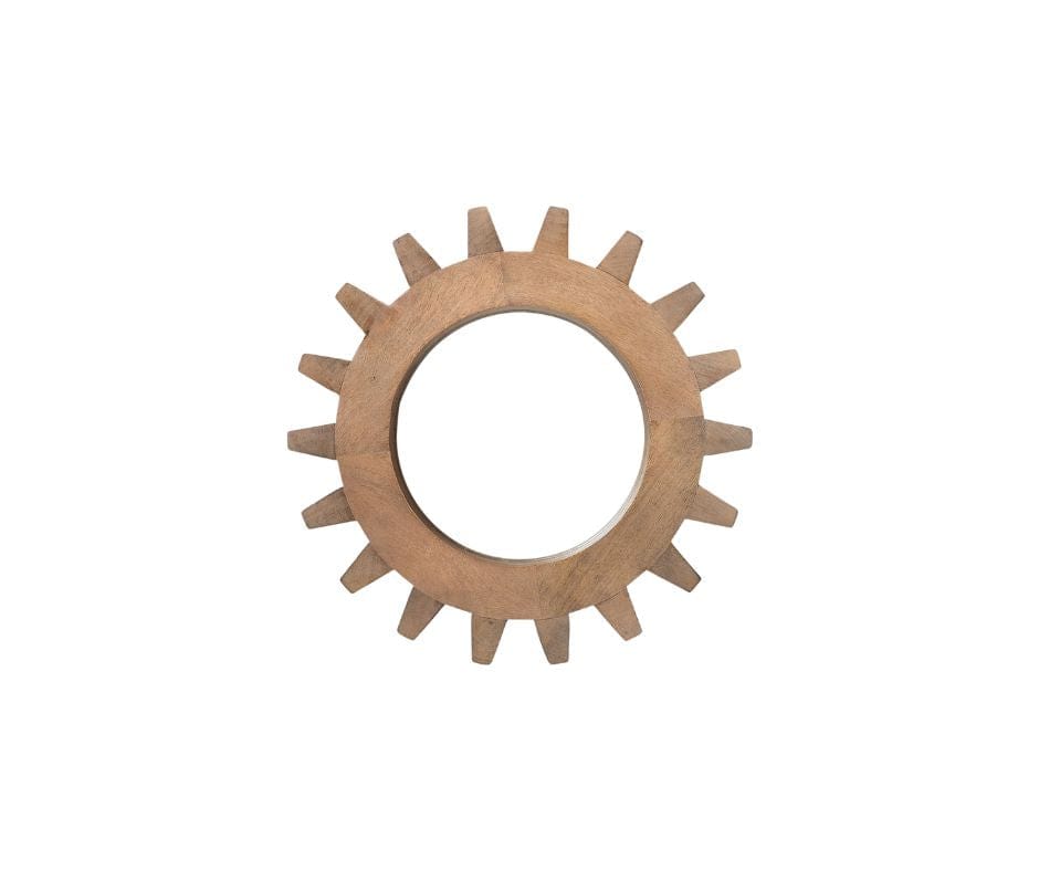 Cog 17" Round Walnut Finish Frame Wall Mirror - Homeroots - Flyclothing LLC