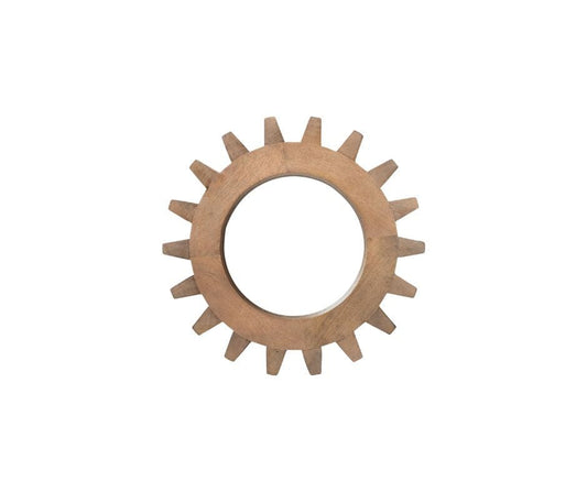 Cog 17" Round Walnut Finish Frame Wall Mirror - Homeroots