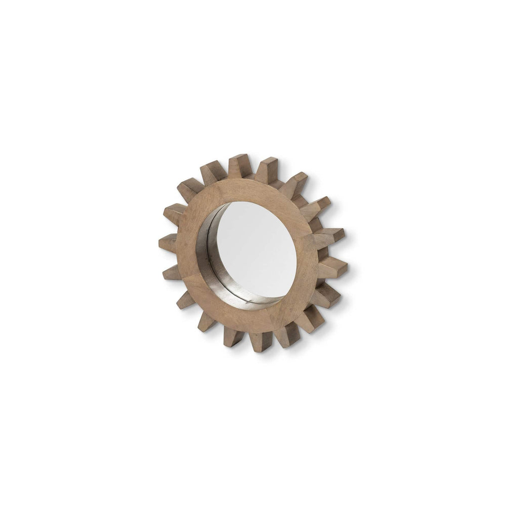Cog 17" Round Walnut Finish Frame Wall Mirror - Homeroots - Flyclothing LLC