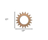 Cog 17" Round Walnut Finish Frame Wall Mirror - Homeroots - Flyclothing LLC