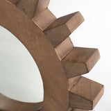 Cog 17" Round Walnut Finish Frame Wall Mirror - Homeroots - Flyclothing LLC