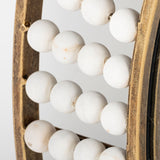 42" Round Gold Metal Frame Wall Mirror With White Wood Beads - Homeroots - Flyclothing LLC