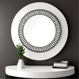 42" Round Black Metal Frame Wall Mirror With Wood Beads - Homeroots - Flyclothing LLC