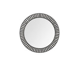 42" Round Black Metal Frame Wall Mirror With Wood Beads - Homeroots - Flyclothing LLC