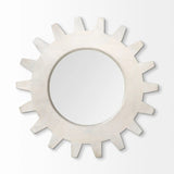 Cog 17" Round White Wood Frame Wall Mirror - Homeroots - Flyclothing LLC