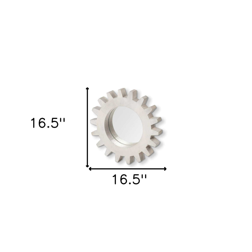 Cog 17" Round White Wood Frame Wall Mirror - Homeroots - Flyclothing LLC