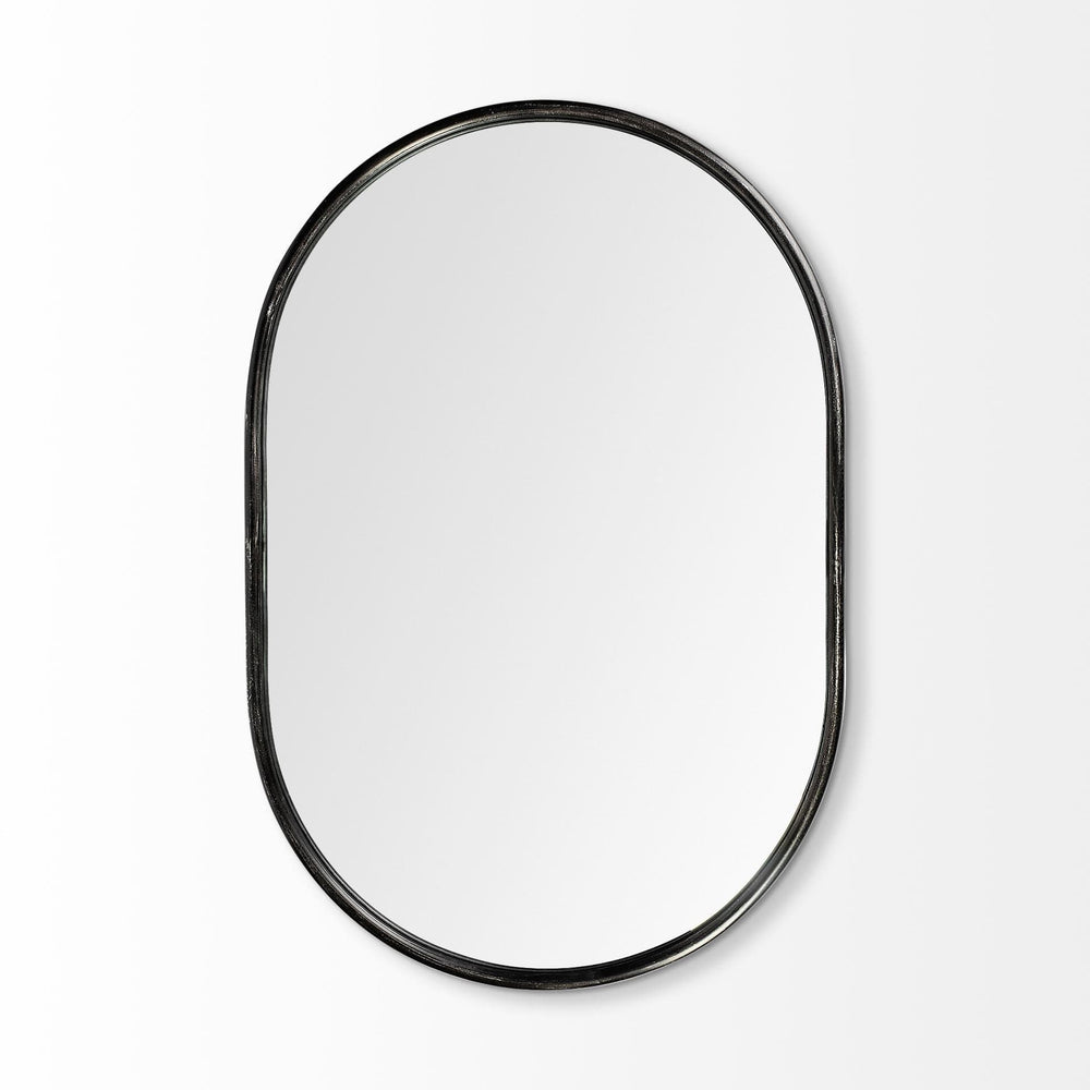 36" Black Oval Metal Framed Accent Mirror - Homeroots - Flyclothing LLC