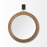 44" Wood Brown Round Framed Accent Mirror - Homeroots - Flyclothing LLC
