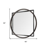 46" Round on Square Black Wood And Metal Frame Wall Mirror - Homeroots - Flyclothing LLC