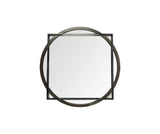 46" Round on Square Black Wood And Metal Frame Wall Mirror - Homeroots - Flyclothing LLC