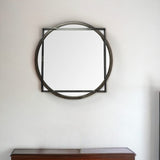 46" Round on Square Black Wood And Metal Frame Wall Mirror - Homeroots - Flyclothing LLC