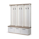 White And Medium Brown Wood Hall Tree With Storage - Homeroots - Flyclothing LLC
