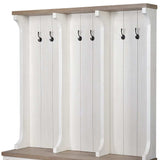 White And Medium Brown Wood Hall Tree With Storage - Homeroots - Flyclothing LLC