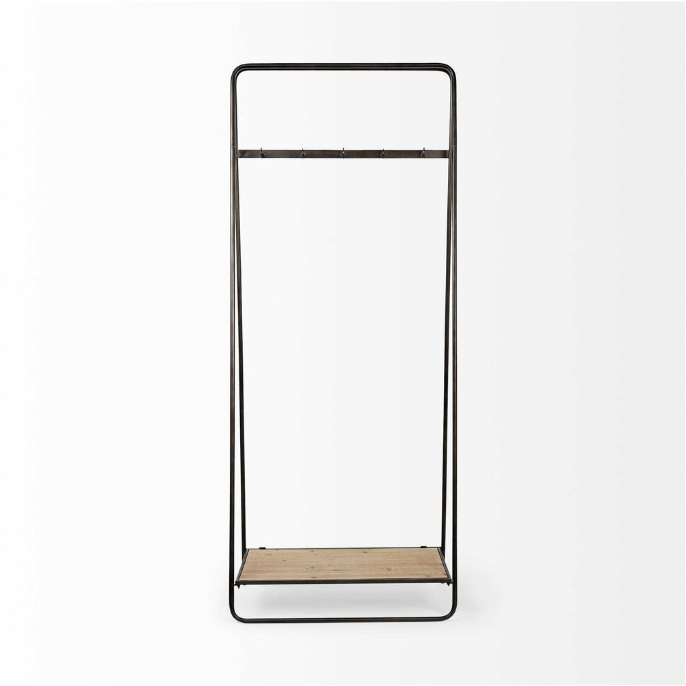 Black Pipe Metal And Wood Shelf Hall Tree - Homeroots - Flyclothing LLC