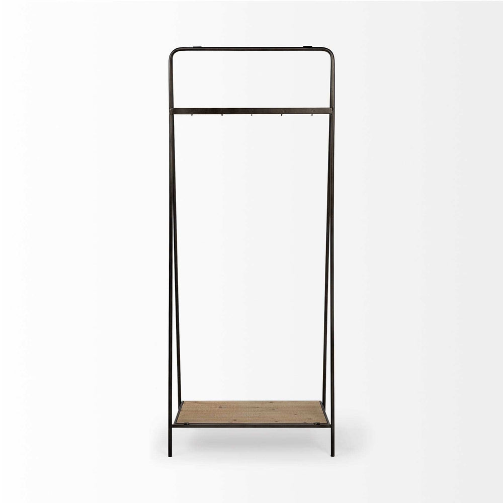 Black Pipe Metal And Wood Shelf Hall Tree - Homeroots - Flyclothing LLC
