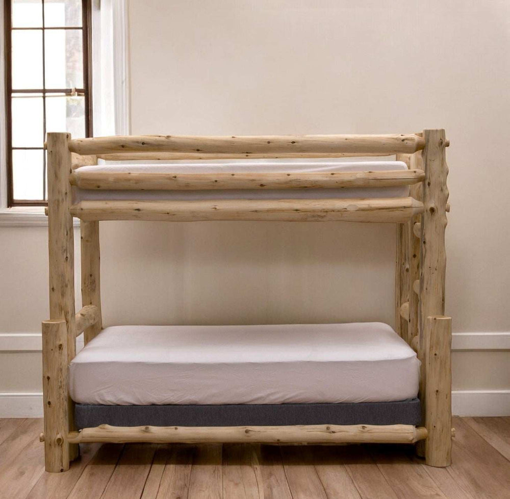 Rustic And Natural Cedar Single Ladder Left Log Bunk Bed - Homeroots - Flyclothing LLC