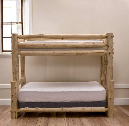 Rustic And Natural Cedar Single Ladder Left Log Bunk Bed - Homeroots - Flyclothing LLC