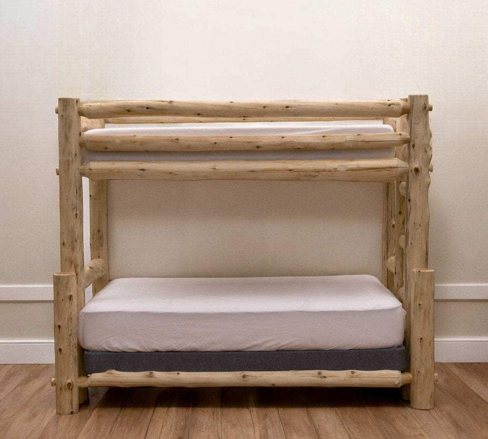 Rustic And Natural Cedar Single Ladder Right Log Bunk Bed - Homeroots - Flyclothing LLC