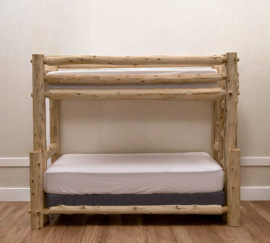 Rustic And Natural Cedar Single Ladder Right Log Bunk Bed - Homeroots - Flyclothing LLC