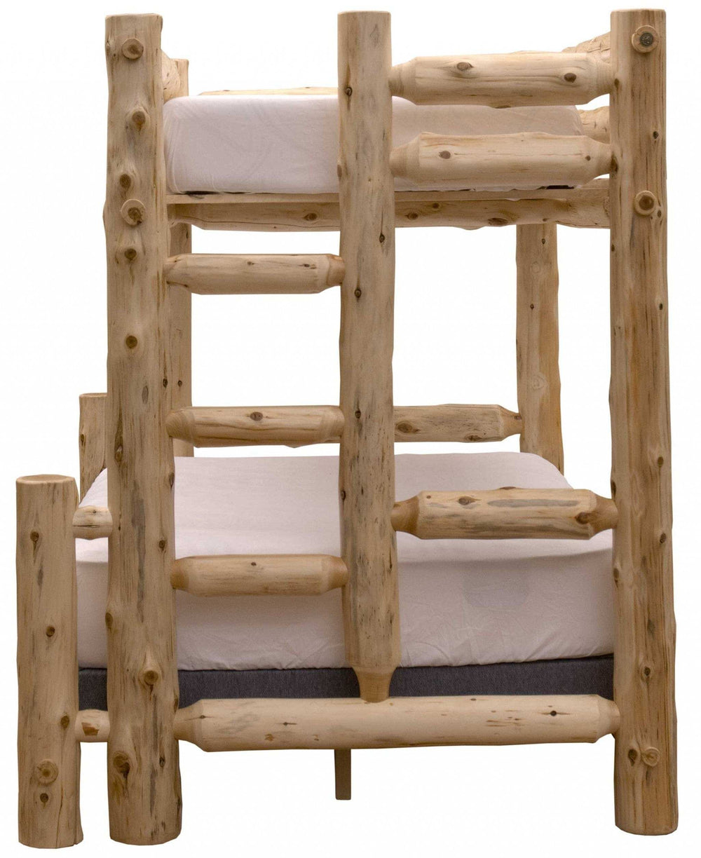 Rustic And Natural Cedar Double And Single Ladder Left Log Bunk Bed - Homeroots - Flyclothing LLC