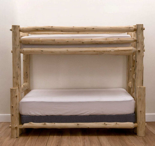 Rustic And Natural Cedar Queen And Single Ladder Right Log Bunk Bed - Homeroots - Flyclothing LLC