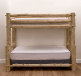 Rustic And Natural Cedar Queen And Single Ladder Right Log Bunk Bed - Homeroots - Flyclothing LLC