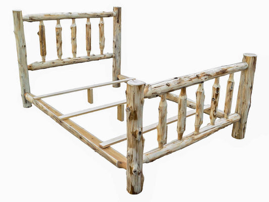 Rustic And Natural Cedar Queen Traditional Log Bed - Homeroots - Flyclothing LLC