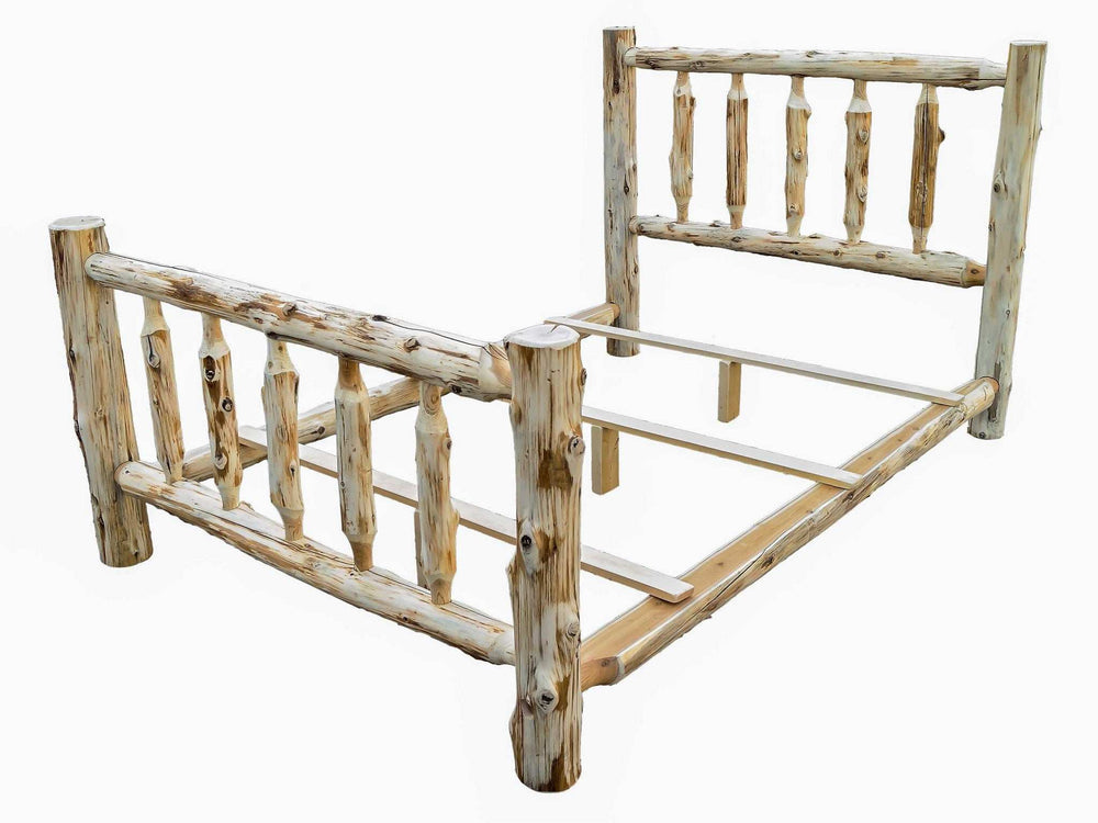 Rustic And Natural Cedar Queen Traditional Log Bed - Homeroots - Flyclothing LLC