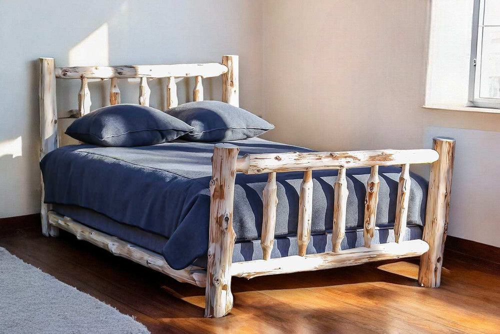 Rustic And Natural Cedar King Traditional Log Bed - Homeroots - Flyclothing LLC