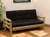 83" Black 100% Cotton Sleeper Sleeper Sofa With Wood Brown Legs - Homeroots - Flyclothing LLC