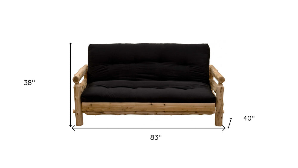83" Black 100% Cotton Sleeper Sleeper Sofa With Wood Brown Legs - Homeroots - Flyclothing LLC