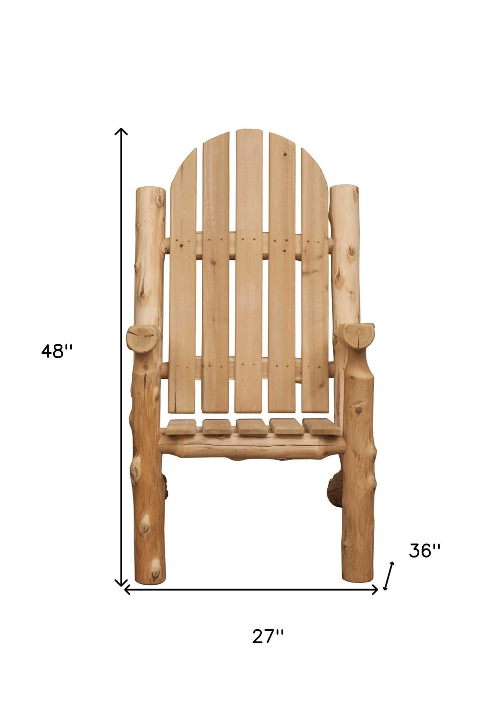 27" Natural Solid Wood Indoor Outdoor Arm Chair - Homeroots - Flyclothing LLC