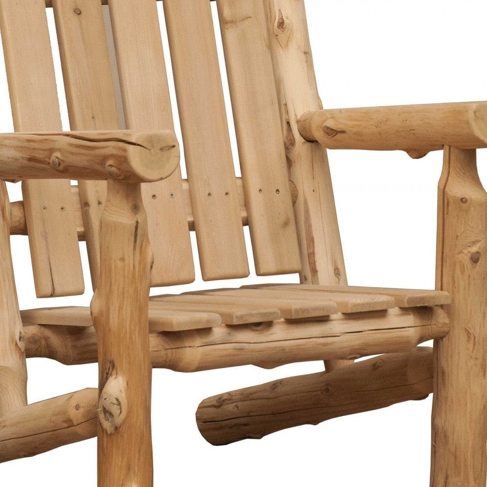 27" Natural Solid Wood Indoor Outdoor Arm Chair - Homeroots - Flyclothing LLC