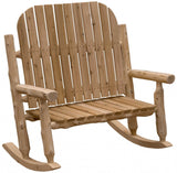 48" Natural Wood Indoor Outdoor Rocking Chair - Homeroots - Flyclothing LLC