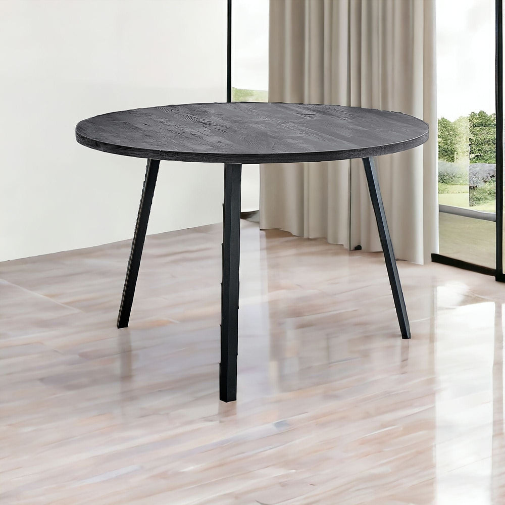 47" Gray And Black Rounded Metal Three Leg Base Dining Table - Homeroots - Flyclothing LLC
