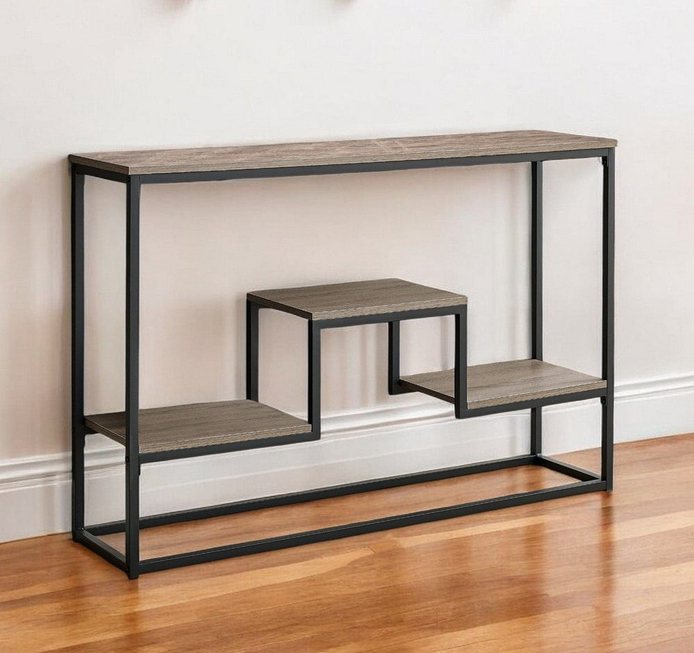 48" Taupe And Black Frame Console Table With Storage - Homeroots - Flyclothing LLC