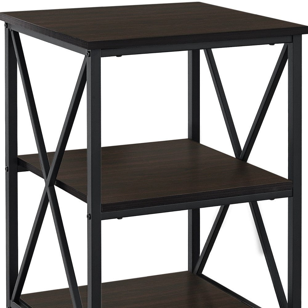 26" Rectangular Espresso Black Metal Accent Table - Homeroots - Flyclothing LLC