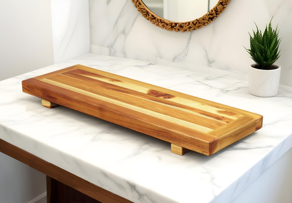 29" Natural Teak Wood Bath Tray And Seat - Homeroots - Flyclothing LLC