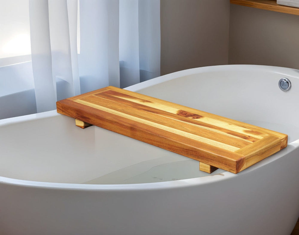 29" Natural Teak Wood Bath Tray And Seat - Homeroots - Flyclothing LLC