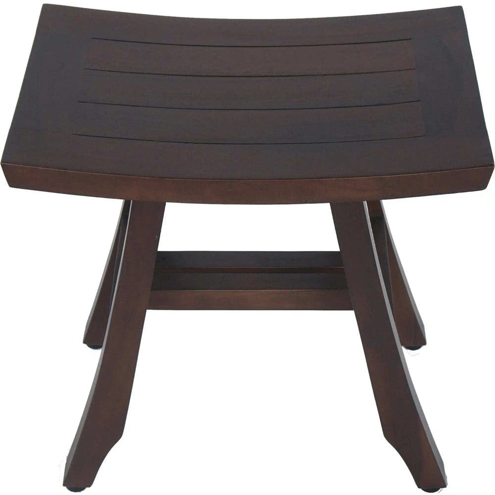 Compact Curvilinear Teak Shower Outdoor Bench In Brown Finish - Homeroots - Flyclothing LLC