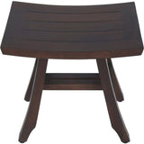 Compact Curvilinear Teak Shower Outdoor Bench In Brown Finish - Homeroots - Flyclothing LLC