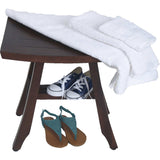 Compact Curvilinear Teak Shower Outdoor Bench In Brown Finish - Homeroots - Flyclothing LLC